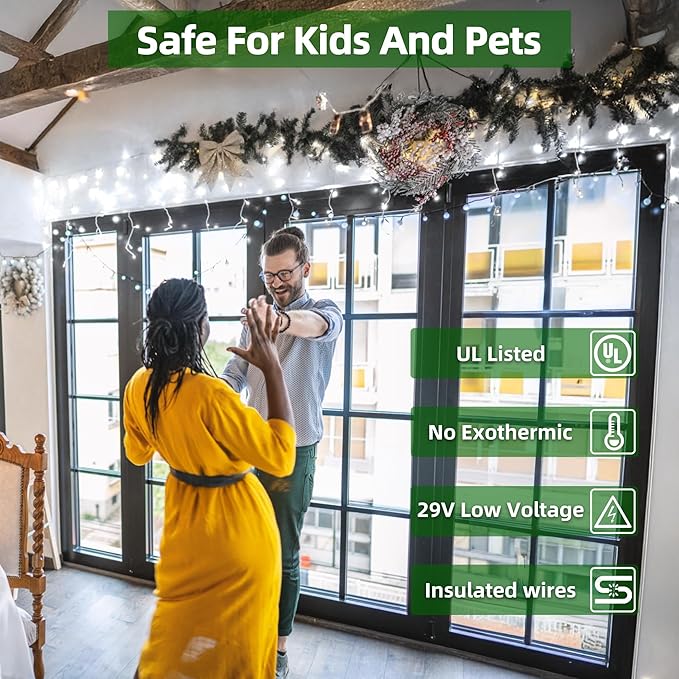 648 LED Outdoor Christmas Lights with 144 Drops, 66ft ChristmasLights with 8 Modes Timer, Christmas Twinkly Lights Waterproof for Halloween Eaves Yard Room Holiday Wedding Party Decor(Cool White)