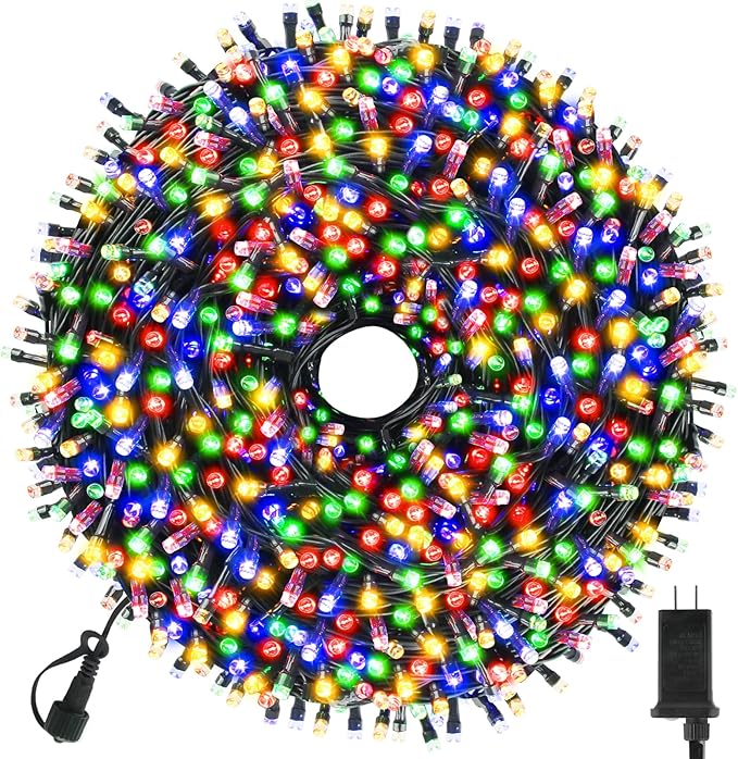 Chuya Christmas Tree Lights String Lights Outdoor Indoor Decoration, Waterproof 500 LED 164FT Multicolor Fairy Light Christmas Lights with Timer Remote 8 Lighting Modes UL588