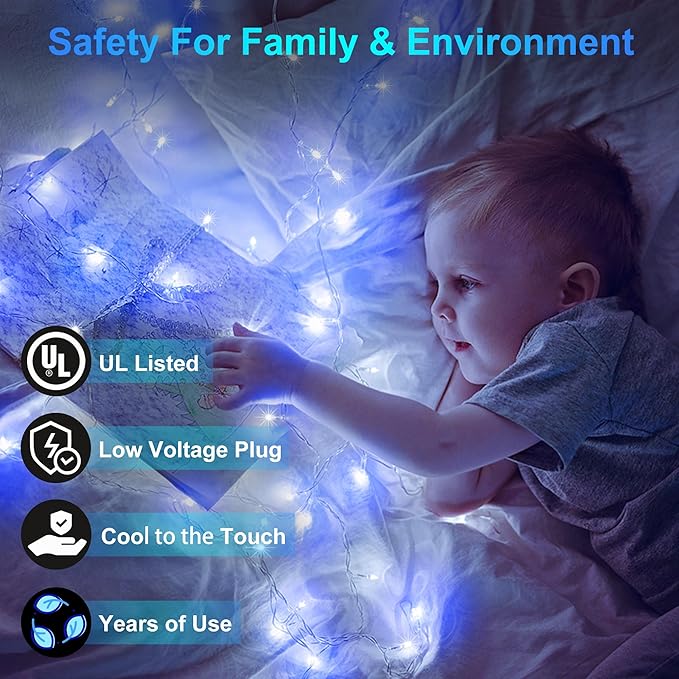 1500 LED Christmas Lights Outdoor Use, 492ft 8 Lighting Modes Fairy Lights for Outside, Christmas Tree Lights Outdoor IP44 Waterproof for Xmas Patio Fence Deck Balcony Garden Decor Blue & Cool White