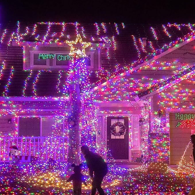 TW SHINE Christmas Lights, Total 400 LED 132FT Outdoor Christmas Lights Plug in with 8 Modes, Waterproof Multi Colored Light Outdoor, Indoor Xmas Decorations for Party Yard Decor