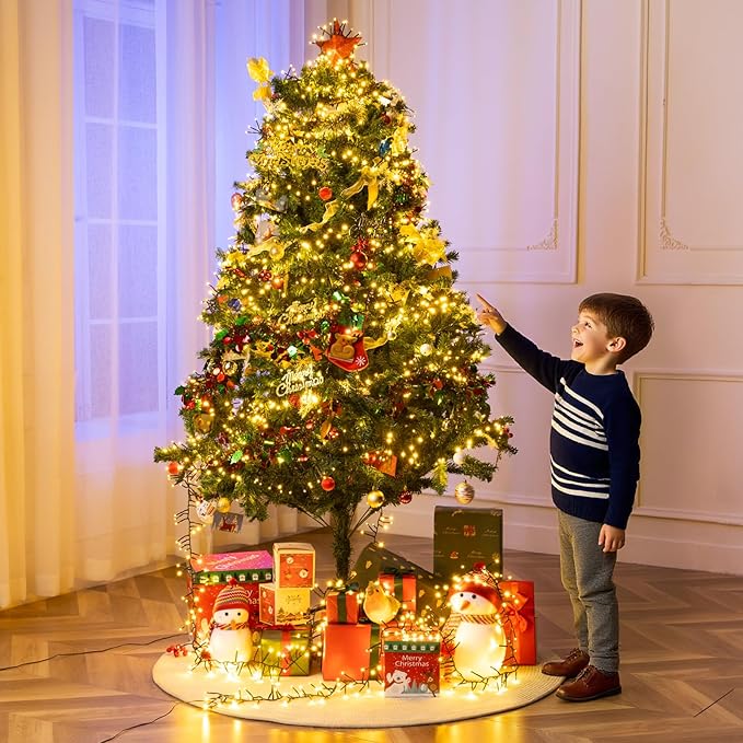 56FT 1000 LED Amount of Christmas Tree Lights Decorations with Remote, Waterproof Plug in Cluster Lights Christmas for Outdoor Outside Indoor,12 Modes Timer Twinkling Exterior String Light,Warm White