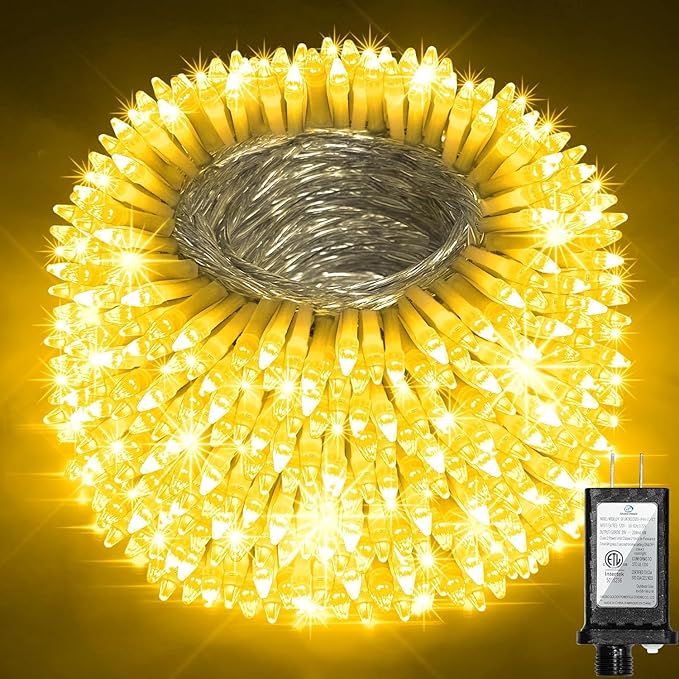 1500 LED 470FT Christmas String Lights, 12 Modes and Timer Memory Dimmable, Plug in Outdoor Waterproof Clear Wire Twinkle Light for for Xmas Yard Tree Wedding Party Halloween Decor (Warm White)