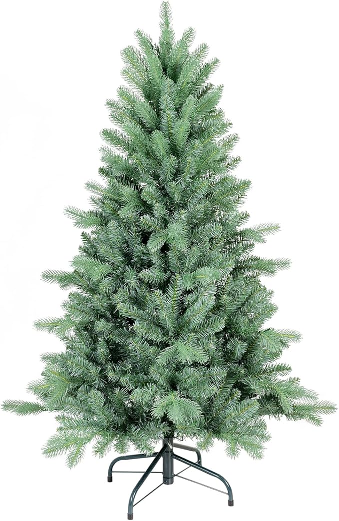 4 Ft Blue Spruce Artificial Christmas Tree, Hinged Unlit Xmas Trees with 1390 PE&PVC Mixed Branch Tips, Home Holiday School Decor with Foldable Base Easy Setup