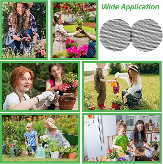 50pcs Round Bonsai Mesh, 4 Inch Mesh for Plant Pots, Prevent Soil Loss, Plastic Drainage Meshes,Bonsai Bottom Drainage Insert for Garden Outdoor Potted Plants,Black