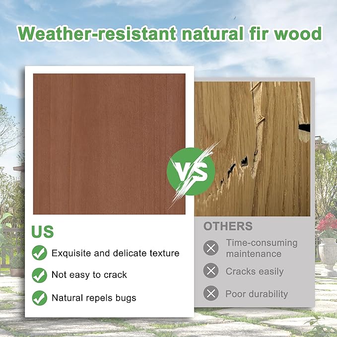 BlueWish 10'x10’ Outdoor Pergola, Patio Fir Wood Gazebo Outdoor Backyard Gazebo Pergola Kits with Slatted Roof Trellis & Stakes for Deck Grill Party Garden