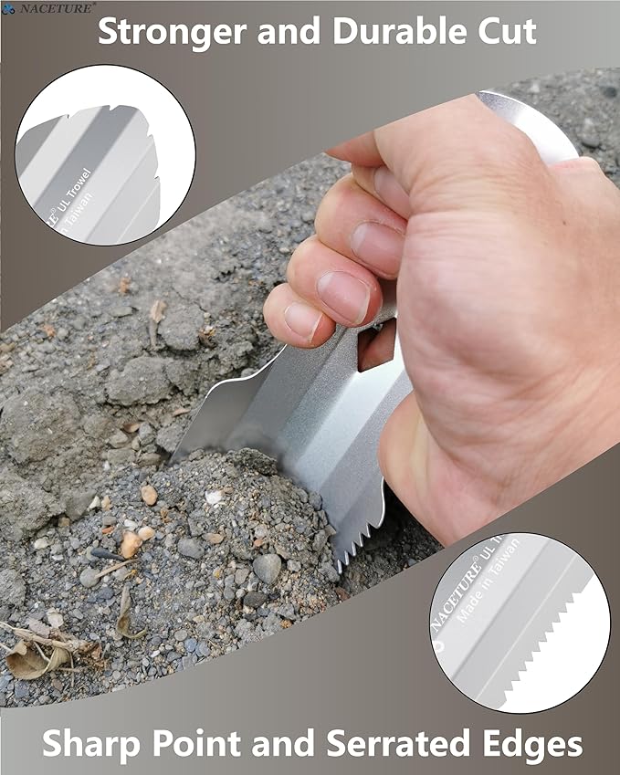 NACETURE Ultralight Backpacking Trowel Aluminum Shovel Small Potty Multitool with Longer Handle Design Essential for Hiking, Camping and Survival Bags(Black 1 Pack)