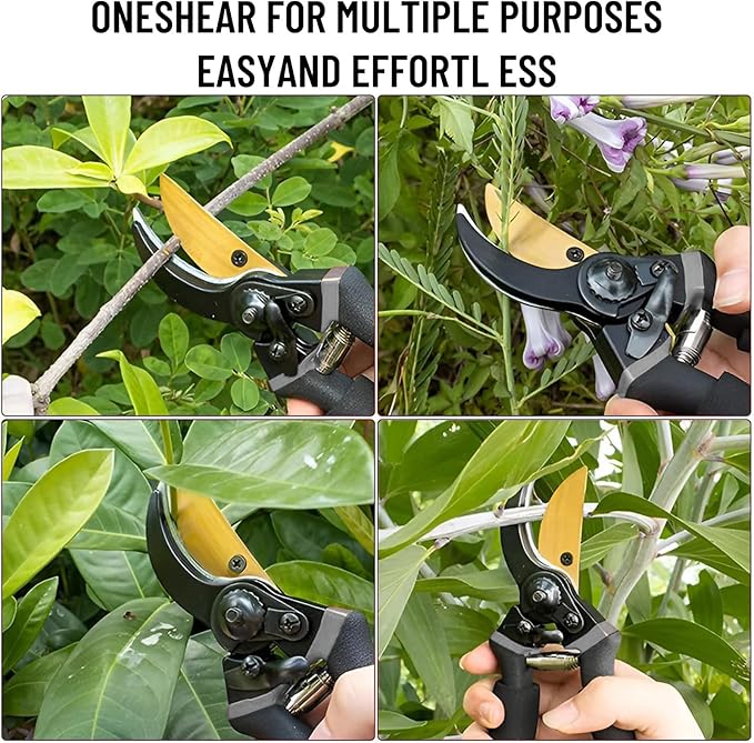 Pruning Shears for Gardening,Garden Shears,Garden Clippers,Gardening Shears,SK5 Steel Hand Pruners,Garden Scissors Heavy Duty Tool with Soft Cushion Grip Handle and Sharpening stone