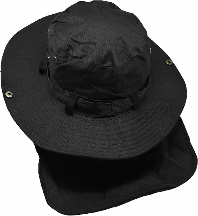 Glory Max Bucket Boonie Hat with Neck Flap Cover Sun Safari Wide Brim Fishing Garden Hiking Cap