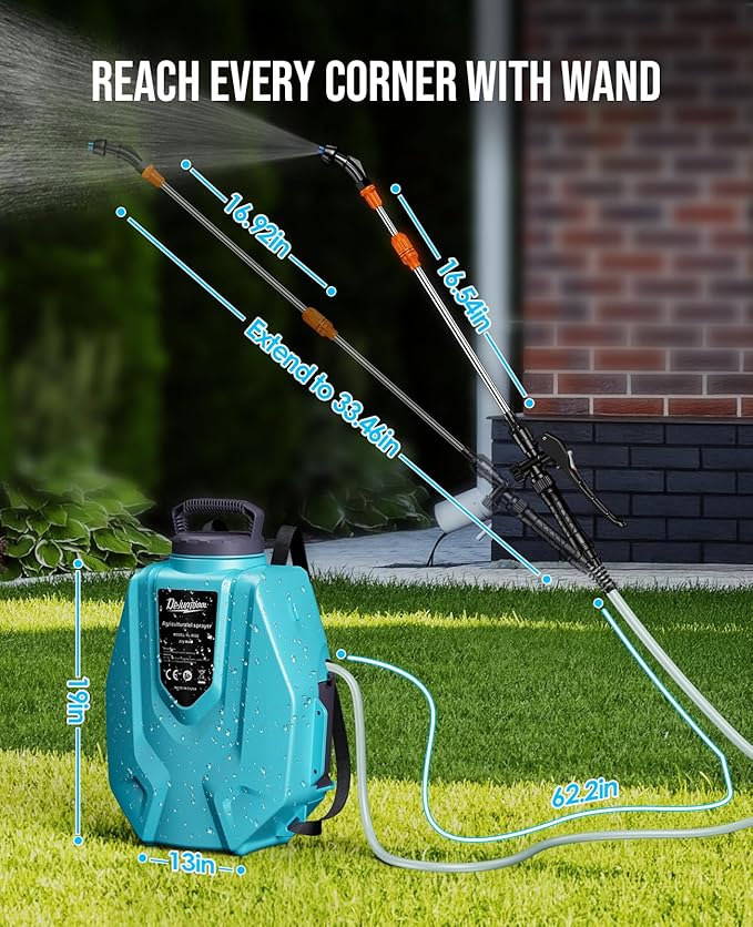 Battery Powered Backpack Sprayer 3.2 Gallon - 2x2500mAh Battery Garden Sprayer with 7 Nozzles & Telescopic Wand, Electric Backpack Weed Sprayer for Yard, Lawn and Garden