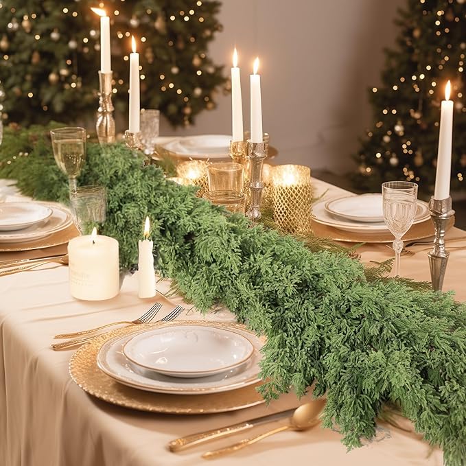 WBHome 2PCS Real Touch Pinus Garland for Christmas Holiday Seasonal Outdoor/Indoor Home Decor, 6FT Long