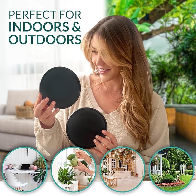 Willowy Heavy Duty Ceramic 6 Inch Plant Saucer - Pack of 2 - Scratch-Resistant Plant Plate for Pots less than 5.4" at the Base, Plants Saucers for Indoors, Plant Drip Trays, Black Ceramic Tray
