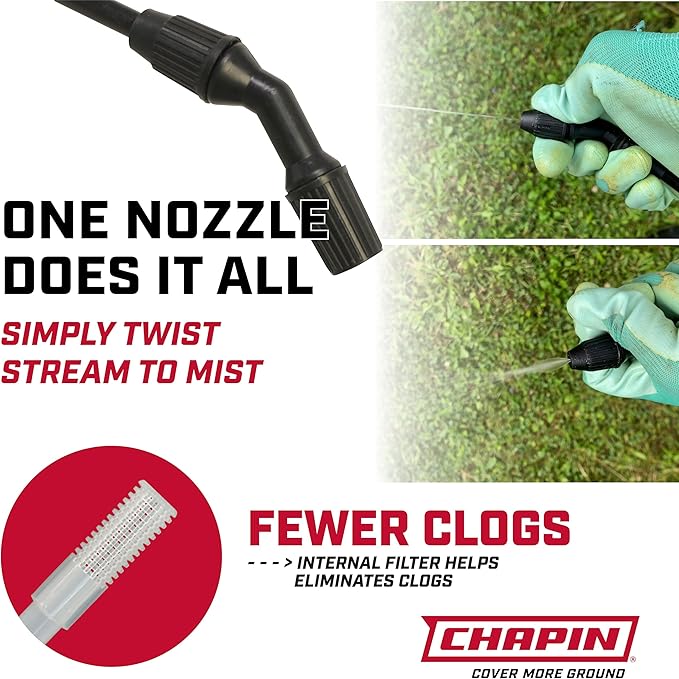 Chapin International 16109 1-Gallon Value Pack Lawn and Garden Pump Sprayer, Made in The USA, for Spraying Weeds, Insects, Fertilizers, 2-Pack, Translucent White