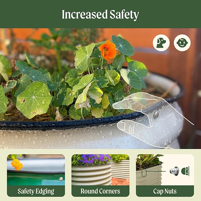 Vego Garden 32" Extra Tall Oval Metal Raised Garden Bed Kit, 10 in 1 Modular Planter Box for Vegetables, Flowers, Fruits, Terra Cotta