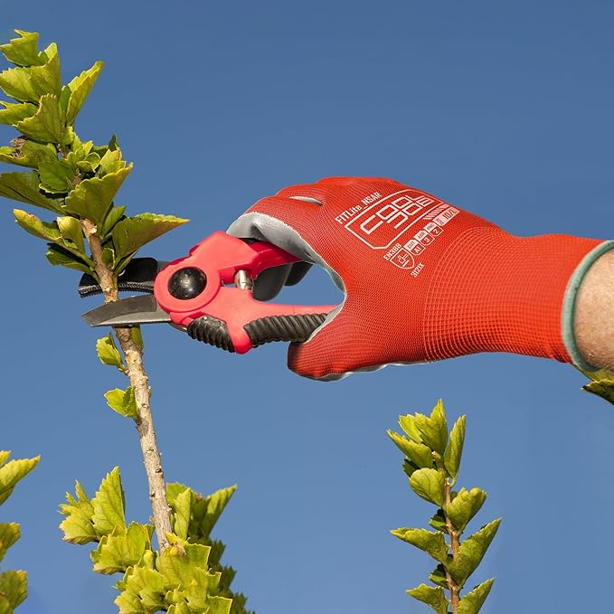 COOLJOB 10 Pairs Nitrile Dipped Safety Work Gloves with Grip, Non-slip Rubber Coated Bulk Garden Gloves for Men, Heavy-duty Oil Resistant for Truck Driver, Warehouse Box Handler, Xlarge, Red Blue