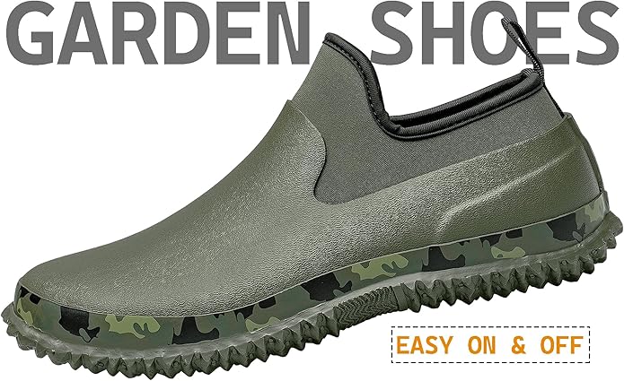 TENGTA Unisex Waterproof Garden Mud Shoes Mens Rubber Gardening Rain Boots for Women Car Wash Footwear