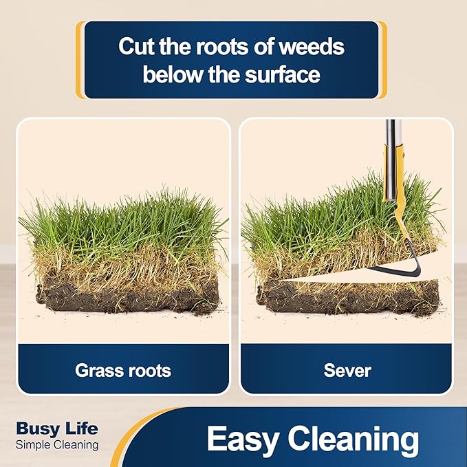 Yocada Hoe Garden Tool Hoe 61” Long Handle Stainless Steel Hoe Heavy Duty for Weeding Grass Roots Cutting Soil Loosening Ditching and Sowing Gardening