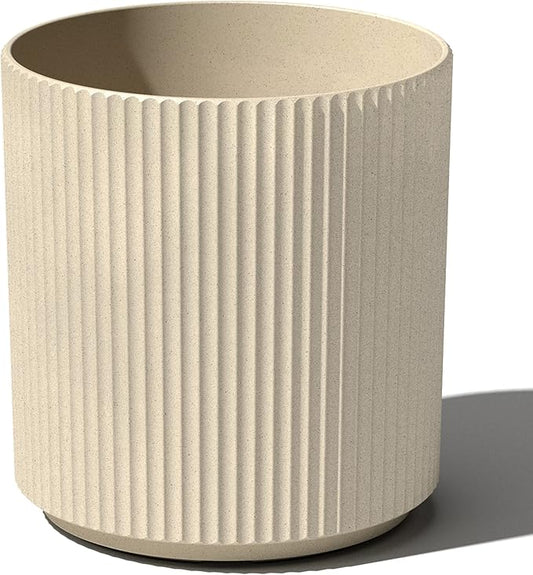 Veradek Round Demi Planter Pots for Indoor/Outdoor Garden Use, Made from Plastic-Concrete Mix with Drainage Holes, Perfect for Small to Large Succulent Plants, Flowers, Modern Interior Plants