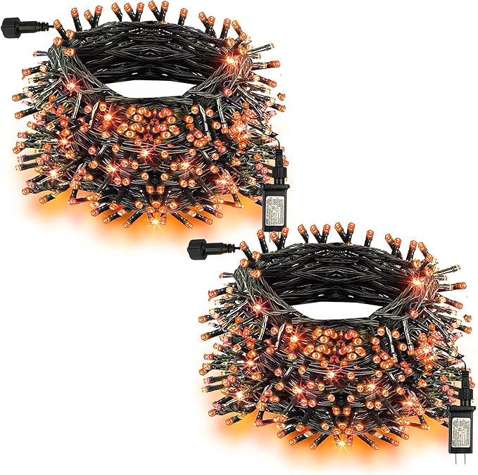 TW SHINE Halloween Lights, 400 LED 132FT Outdoor Halloween Lights Plug in with 8 Modes, Waterproof Light Outdoor, Indoor Decorations for Party Yard Haunted House Decor, Orange