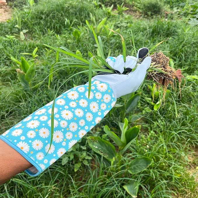 Long Sleeve Thorn Proof Gardening Gloves for Women - 1 Pair Long and 1 Pair Short for Yard Work - Gardening Gifts (Green, Medium)