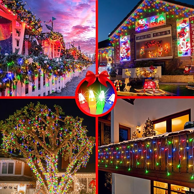 82FT LED Christmas Lights Outdoor with 176 Drops, Christmas Decorations Hanging Lights 616 LED 8 Modes, Outsite Fairy String Lights for Wedding Party Holiday Winter Wonderland Decorations Multicolor