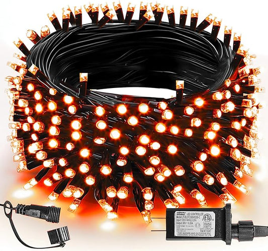 TW SHINE Halloween Lights, 200 LED 66FT Outdoor Halloween Lights Plug in with 8 Modes, Waterproof Light Outdoor, Indoor Decorations for Party Yard Haunted House Decor, Orange