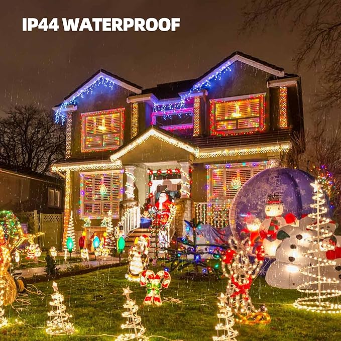 TW SHINE Christmas Lights, 200 LED 66FT Outdoor Christmas Lights Plug in with 8 Modes, Waterproof Light Outdoor, Indoor Xmas Decorations for Party Yard House Decor, Warm White