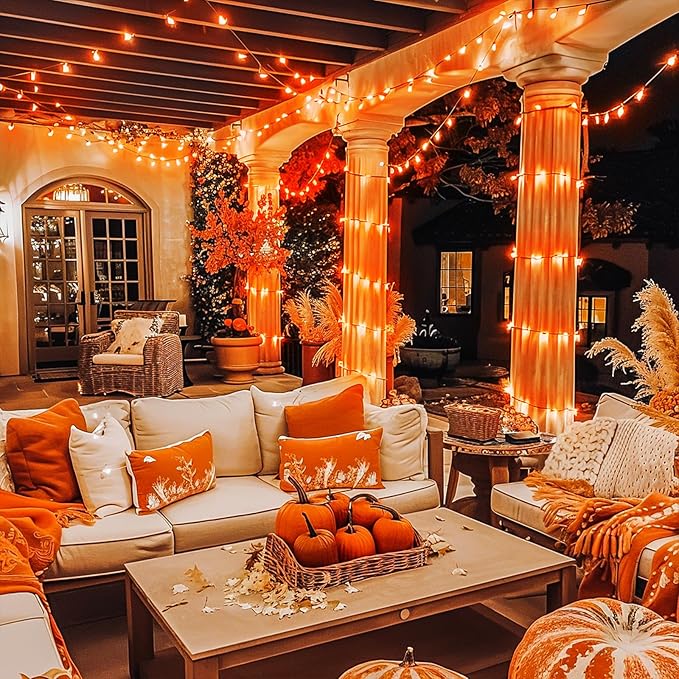 JMEXSUSS 600 LED Orange Lights for Halloween Decorations, Halloween String Lights Outdoor, Orange String Fall Light Plug in for Indoor Room Tree Yard Party Fall Decor