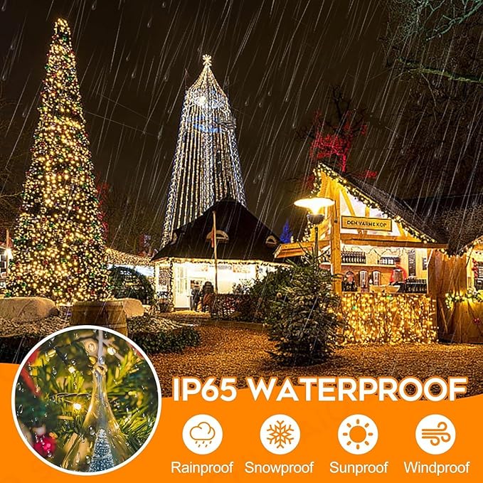 132FT 400 LED Christmas Lights, Twinkle Xmas Lights with 8 Modes and Timer, Outdoor Waterproof Christmas Tree Lights for Room Bedroom Wedding Party Holiday Decorations, Warm White