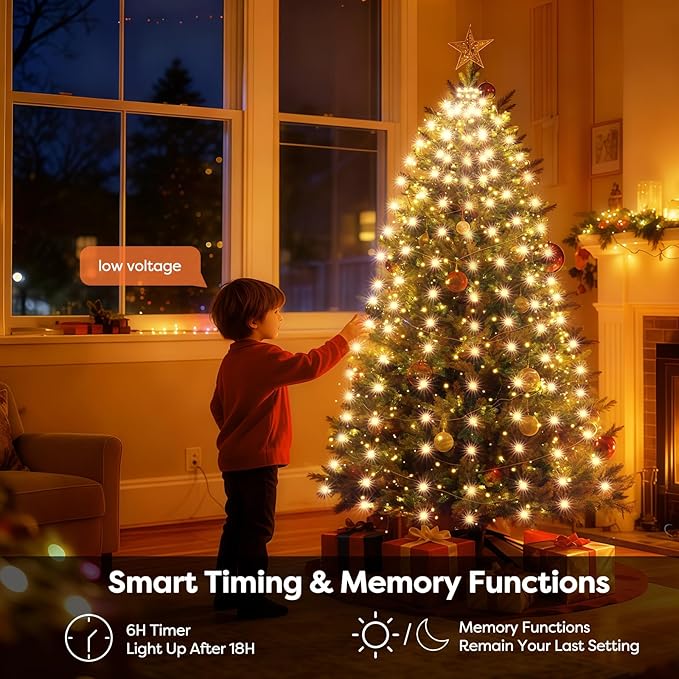Christmas Tree Lights with Remote 400 LEDs Christmas Lights for Tree with 8 Lighting Modes, Timer and Memory Function, Indoor Outdoor String Lights for 6 ft-10 ft Xmas Tree Decorations(WarmWhite)