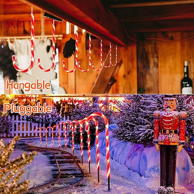 Brightown Total 28" Candy Cane Lights with Stakes, 10 Packs Large Christmas Pathway Lights Outdoor, Candy Cane Lights Outdoor Pathway Christmas Decorations for Yard Lawn Garden Walkway Sidewalk