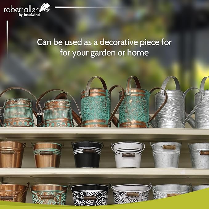 ROBERT ALLEN MPT01508 Danbury Metal Watering Can, Teal/Copper