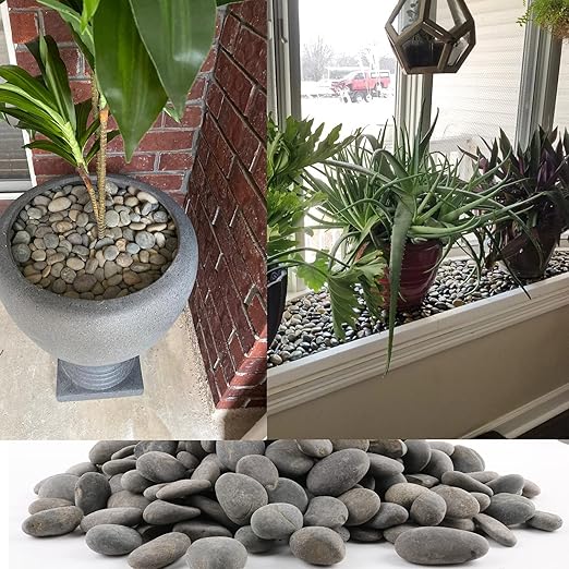 18 Pounds Natural River Rocks Mexican Beach Pebbles for Garden Landscape Stone Paving Stone Grey (1Inch)