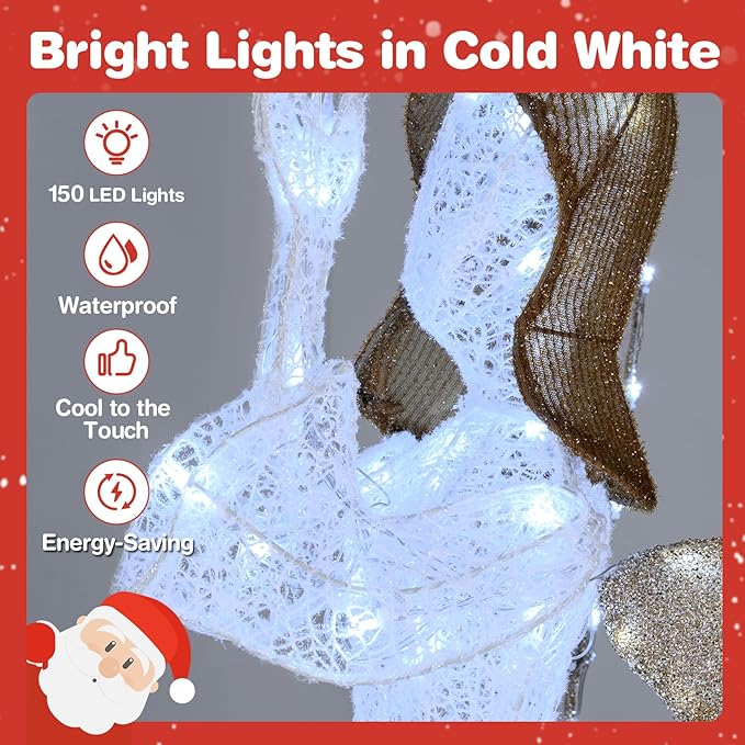 Tangkula 5.5 FT Christmas Lighted Angel, 3D Pre-lit Halo Angel with Pigeon, Golden Wings, Zip Ties and Ground Stakes, Xmas Holiday Decoration for Outdoor Indoor Home Yard Porch