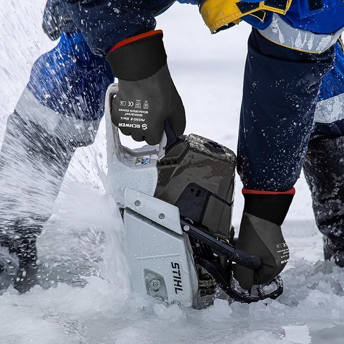 Schwer Waterproof Winter Work Gloves, ANSI A2 Cut Resistant Freezer Gloves for Outdoor Cold Weather Keep Hands Warm, Thermal Insulated Gloves for Shoveling Snow, Ice Fishing, Super Grip, M