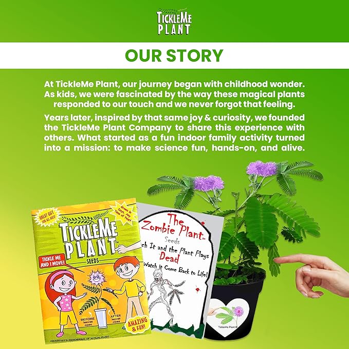 TickleMe Plant Seeds for Indoor Planting (2-Pack) – Interactive Party Favor | Leaves Close When Touched, Reopen in Minutes – Easy Indoor House Plant Seeds, Can Flower, Includes 10 Fun Activities