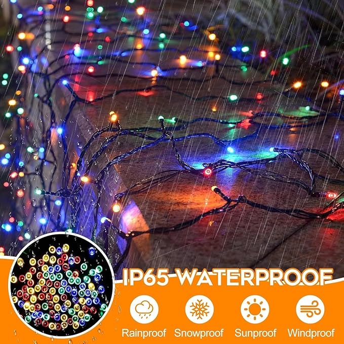 132FT 400 LED Christmas Tree String Lights Outdoor Fairy Lights Plug in, Expandable Green Wire Clear Bulbs Mini Lights 8 Modes, Xmas Wedding Party Decoration (Multicolor)