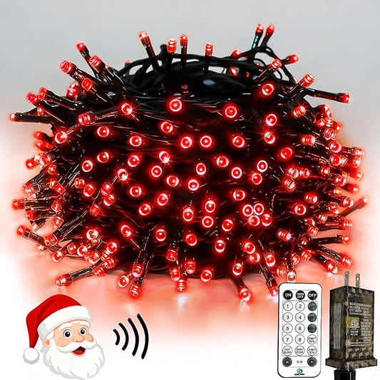 Voice Controlled Christmas Lights with Remote, 99 FT 300 LED String Lights Indoor Outdoor with 12 Modes 3 Timers, Dimmable Twinkle Light Plug in Waterproof for Xmas Tree Yard Party Decorations, Red