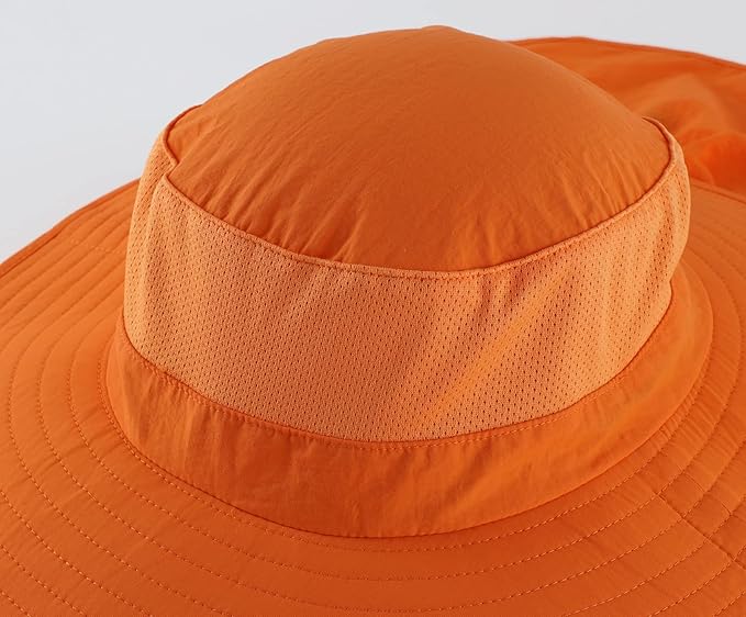 Home Prefer Outdoor UPF50+ Mesh Sun Hat Wide Brim Fishing Hat with Neck Flap Sun Hat for Men Women