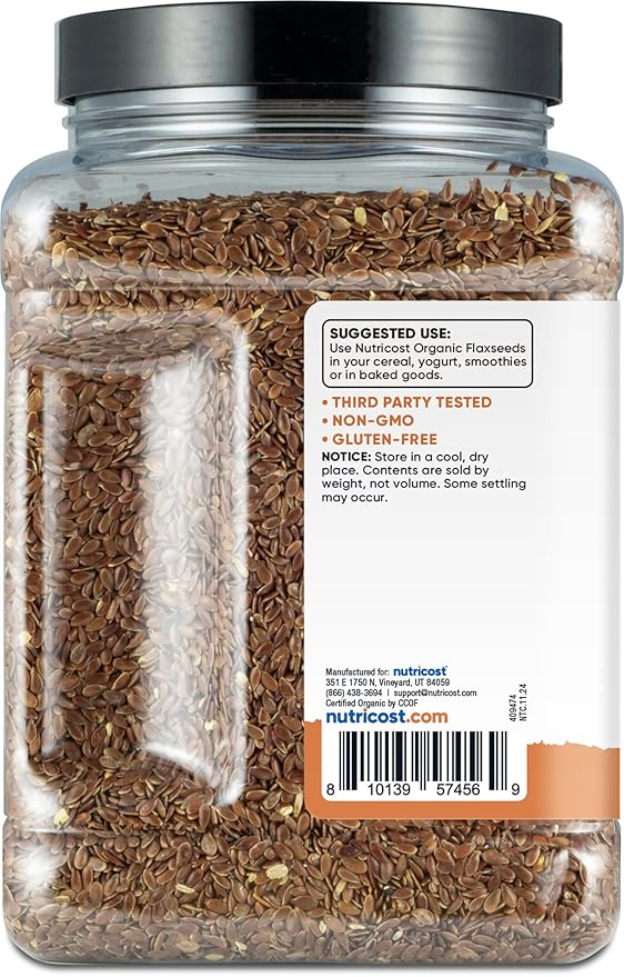 Nutricost Pantry Organic Flaxseeds (2 Pounds) - Whole Brown Flaxseeds, Vegan, GMO-Free, Gluten-Free