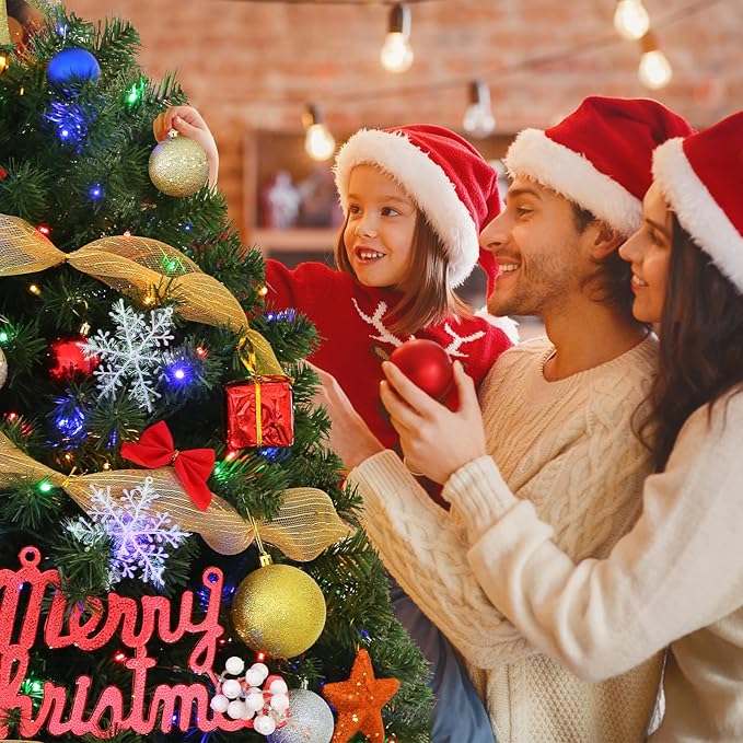 6ft Pre-Lit Artificial Holiday Christmas Tree with Multi-Color Lights, Premium Hinged Spruce Xmas Tree with 800 Branch Tips and Foldable Metal Stand for Home, Office, Party