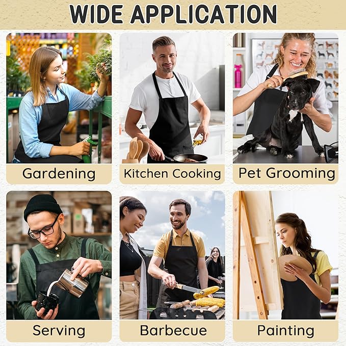 Chef Apron for Men and Women Wash Free Bib Apron with 2 Pockets Water & Oil Proof Adjustable Aprons