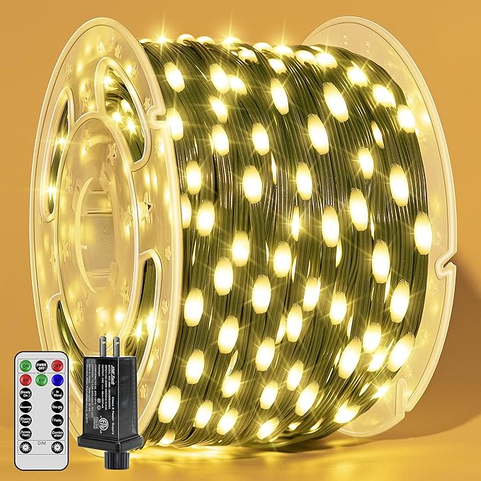 Christmas Lights 1200 LED 394 FT, Waterproof Outdoor String Lights with Remote and Timer, Christmas Tree Lights with 8 Modes Dimmable, Fairy Lights for Holiday Decor (Warm White)