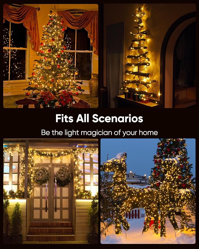 Christmas Lights, 200 LED 76FT Christmas Tree Lights, 2024 Upgraded Twinkle LED String Lights with 8 Modes for Indoor/Outdoor Xmas Tree Decorations, Bubble LED Warm White, Adapter Included