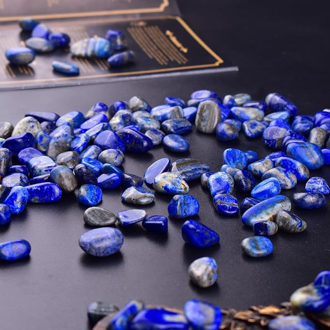 Polished Lapis Lazuli Crystals - 0.5" 10 oz Handpicked Natural Tumbled Gemstones Rocks, Pebbles for Reiki, Chakra, Healing Home Decor