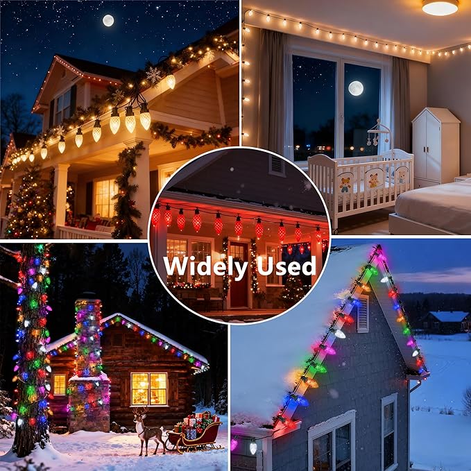 Joomer Christmas String Lights, 98FT 150 LED C9 Color Changing RGB Xmas Tree Lights Remote Control Outdoor Waterproof for Christmas Decor (Non-Connectable)