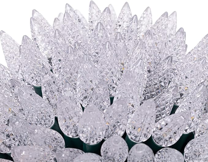 AWQ 100LED 33 FT C6 Christmas String Lights Plug in Fairy Twinkle String Lights 8 Modes Timer Function Waterproof Extendable for Indoor Outdoor Wedding Party Christmas Decoration (100, White)