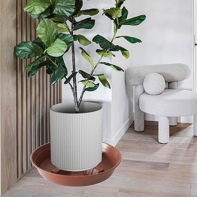 4 Pack Plant Saucer 8 inch, 10 12 14 17 inch, Plant Stand Plastic Plant Saucers for Indoors Outdoor, Heavy Duty Flower Planter Drip Trays for Pots, Pot Saucers for Plants, Grow Bags Saucers