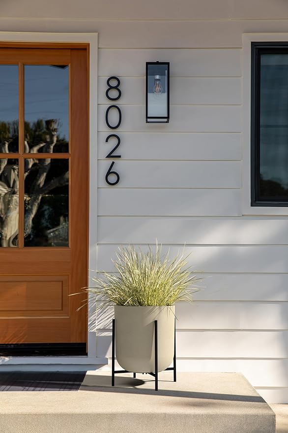 Veradek Mason Series Raised Lima Planter - Round Planter for Patio/Balcony | Plastic-Stone Composite w/Metal Plant Stand | Modern Décor for Plants