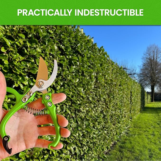 Garden Guru Ergonomic Garden Snips Clippers - Professional Hand Pruner Pruning Shear Scissors with Comfort Grip Handles for Gardening Trimming and Yard Work – High Carbon Steel, 1 Pack