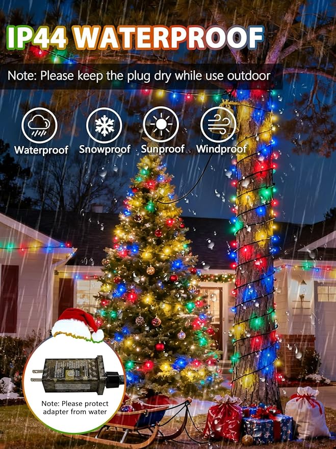 Voice Controlled Christmas Lights with Remote, 132 FT 400 LED String Lights Indoor Outdoor with 12 Modes 3 Timers, Dimmable Twinkle Light Plug in Waterproof for Xmas Tree Party Decor, Multicolor